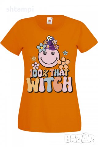 Дамска тениска 100 percent that witch,Halloween,Хелоуин,Празник,Забавление,Изненада,Обичаи,, снимка 8 - Тениски - 38144450