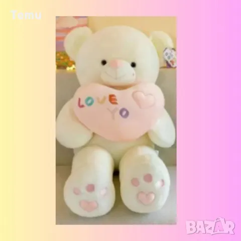 Голямо плюшено мече, със сърчице, снимка 1