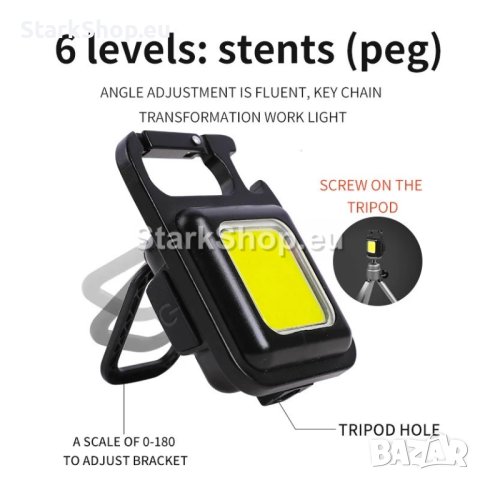 Джобен мини лед фенер с магнит и ключодържател, снимка 3 - Други инструменти - 40424794