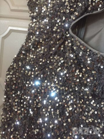 Сребриста блестяща рокля с пайети , снимка 6 - Бански костюми - 28143498