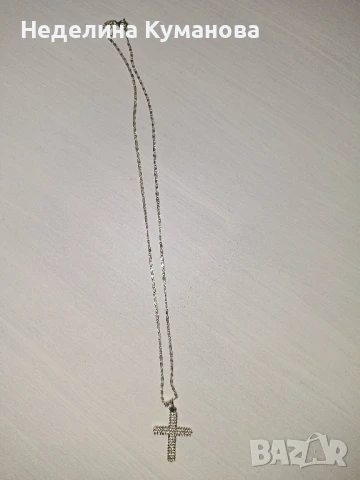 Сребърен кръст със синджирче, снимка 3 - Колиета, медальони, синджири - 51081359