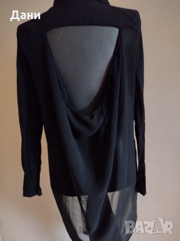 Елегантна черна риза  ZARA, снимка 4 - Ризи - 34576557