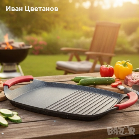 Грил плоча QUEEN ATG47M – 47 см с незалепващо покритие и двойна повърхност