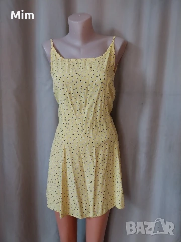 S/M Лятна жълта рокля на бели цветя 