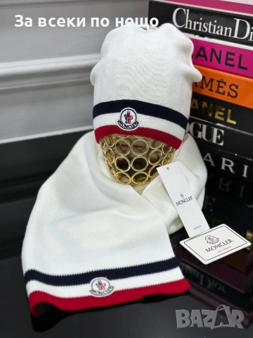 Moncler Комплект Шапка И Шал Монклер - Бели Или Черни Код E1146, снимка 2 - Шапки - 52667888