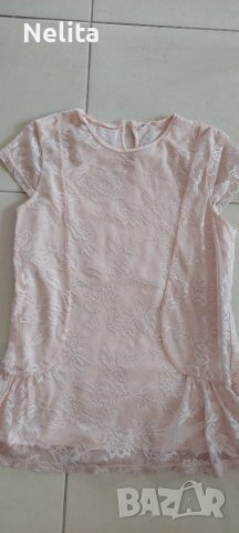 Прекрасна дантелена туника - блузка с къс ръкав - размер 146/152, снимка 2 - Детски Блузи и туники - 37162968
