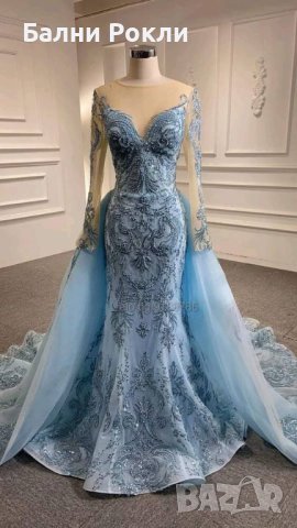 Бална рокля тип принцеса в лилаво с 3 Д апликация