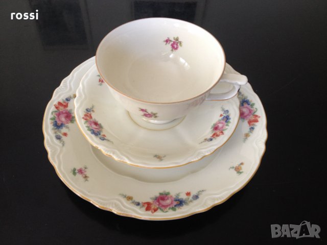 Schönwald 1935 г. Нов немски комплект трио за чай/кафе и десерт, чаша и 2 чинии, сервиз, сет, чиния , снимка 4 - Антикварни и старинни предмети - 33422815