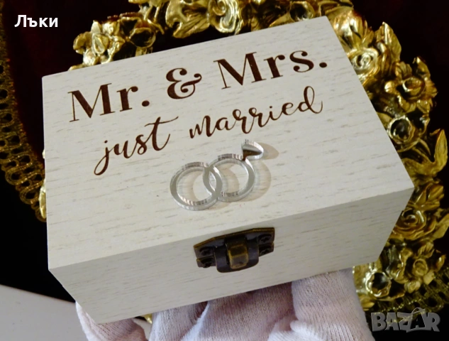 Музикална кутия за бижута,Сватбен марш,естествено дърво. 