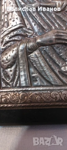 Гръцка сребърна икона Богородица с младенеца. Проба 950.Перфектно състояние., снимка 5 - Икони - 50750073