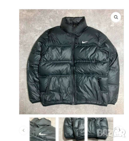 NIKE Двустранно пухено яке черно, карирано, дебело, , размер М, снимка 6 - Якета - 52417618