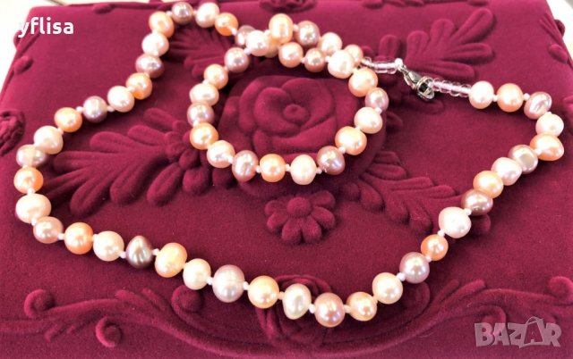 Колие с разноцветни, естествени перли със сертификат, снимка 3 - Колиета, медальони, синджири - 28083502