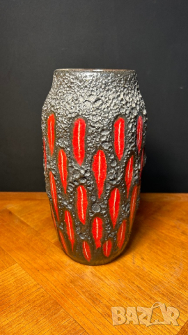 Немска керамична ваза лава стил, снимка 3 - Вази - 44890222