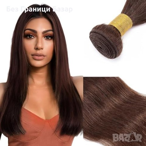 Нова кафява удължаваща естествена коса Треса удължения Прическа 40 см, снимка 1 - Аксесоари за коса - 43985081