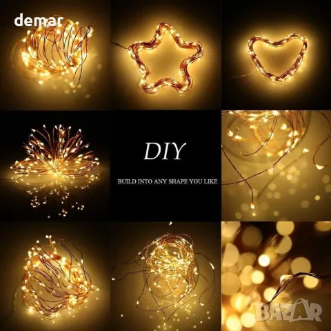 Феерични лампички, 2 броя по 12 метра/120 LED и 40 щипки, дистанционно, таймер, USB захранване, снимка 7 - Декорация за дома - 49906356