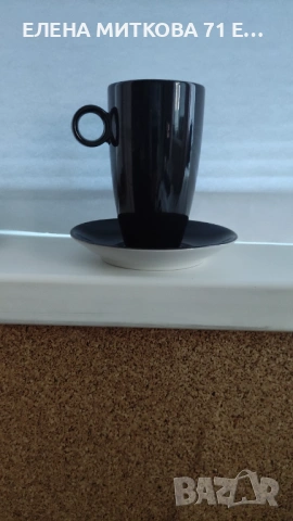 *Anna Burg* Германия един прекрасен порцеланов двоен сет в черно и бяло, снимка 9 - Чаши - 53181079