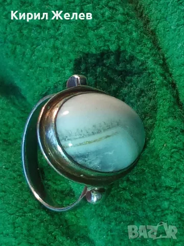 СТАР ВИНТИДЖ СРЕБЪРЕН ПРЪСТЕН СРЕБРО ВИСОКА ПРОБА с ШЛИФОВАН МЛЕЧЕН АХАТ МАЙСТОРСКА ИЗРАБОТКА 41465, снимка 17 - Антикварни и старинни предмети - 50023543