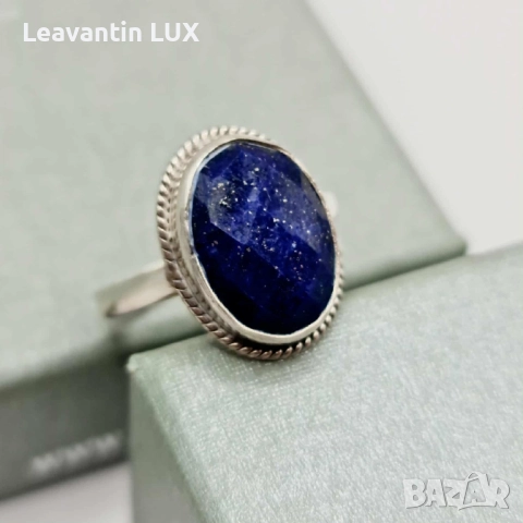 Сребърен пръстен с Лапис, снимка 2 - Пръстени - 52366894