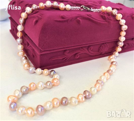 Колие с разноцветни, естествени перли със сертификат, снимка 1 - Колиета, медальони, синджири - 28083502