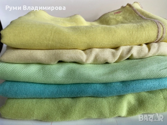 Светлозелен и бледожълт шал/ различни видове, снимка 3 - Шалове - 50106959