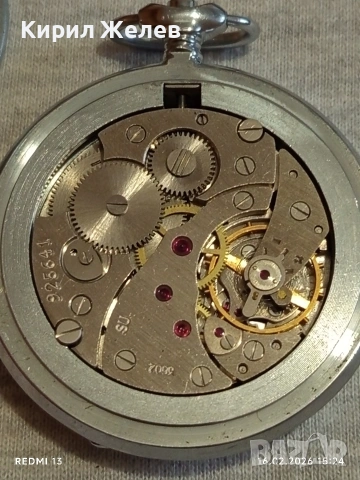 Стар механичен джобен часовник МЪЛНИЯ СССР рядък за КОЛЕКЦИОНЕРИ 51861, снимка 6 - Антикварни и старинни предмети - 53496149