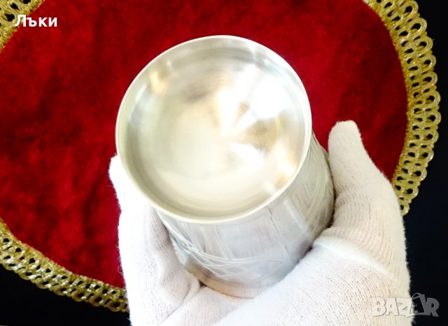 Чаша от калай Юнак вино пие,200 мл. , снимка 4 - Антикварни и старинни предмети - 36597535