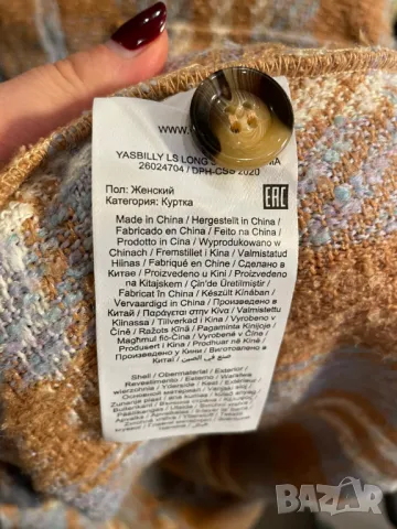 Y.A.S Вълнено карирано палто, XL, снимка 10 - Якета - 49535585