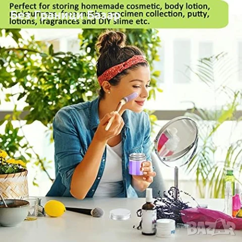 Нови 6 броя 60мл прозрачни бурканчета контейнери с алуминиеви капачки за крем, грим, проби, DIY, снимка 5 - Други - 51417088