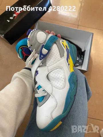 Air Jordan 8 Retro White Aqua, снимка 4 - Маратонки - 47802568