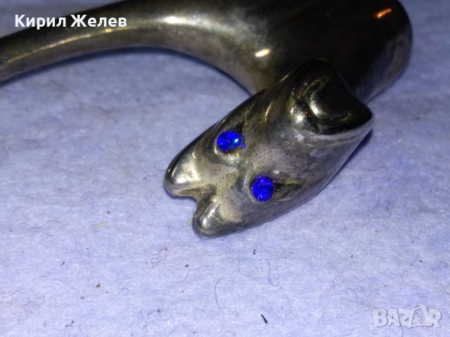 СИМПАТИЧНО МЕТАЛНО ПОСРЕБРЕНО КУЧЕНЦЕ ДЕКОРАТИВНА ФИГУРКА с КРИСТАЛЧЕТА за ОЧИ 38417, снимка 6 - Колекции - 43738934