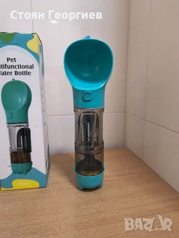 Преносим контейнер за домашни любимци, 4 в 1, ABS и PC, 300 мл, син , снимка 2 - Други стоки за животни - 53598309