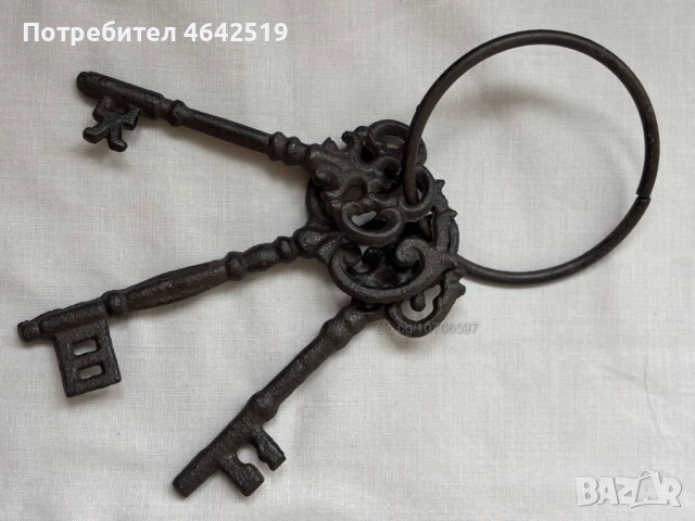 Декоративни винтидж ключове с халка, снимка 12 - Декорация за дома - 52377403