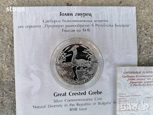 Сребърна монета 10 лева 2022 година Голям Гмурец , снимка 2 - Нумизматика и бонистика - 38096802