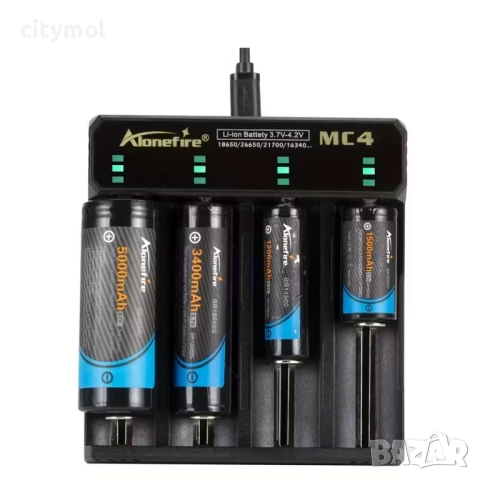 Зарядно устройство за до 4 броя Li-Ion акумулаторни батерии 10440, 14500, 16650, 18500, 26650, 18650, снимка 4 - Друга електроника - 52283104