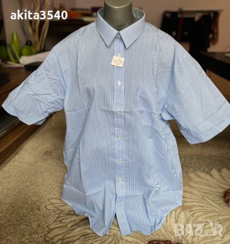Синя мъжка риза с къс ръкав, снимка 2 - Ризи - 34914194