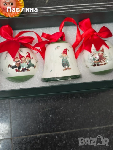 Комплект порцеланови играчки за елха, снимка 1