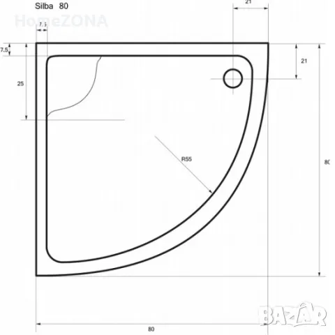 Овално акрилно душ корито SILBA, 80х80, снимка 2 - Душ кабини и вани - 49401215