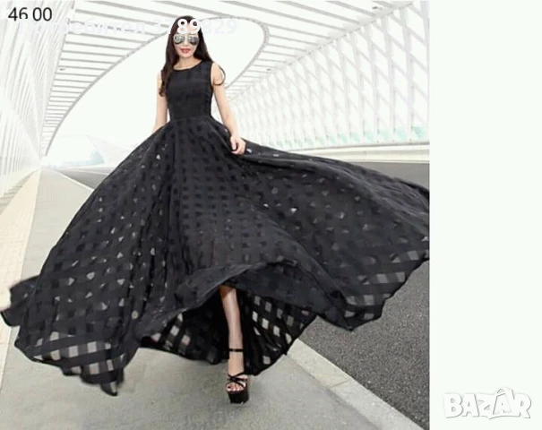 Нова черна дълга уникална рокля 