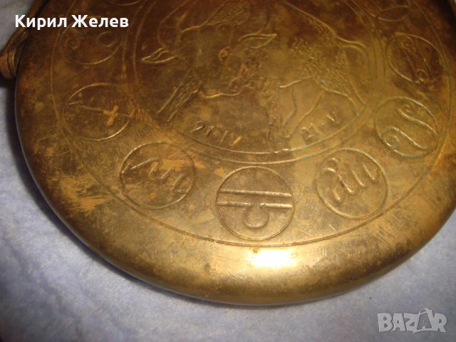 СТАРА АСТРОЛОГИЧНО ОРНАМЕНТИРАНА БРОНЗОВА ДЕКОРАТИВНА ЧИНИЙКА ЗОДИЯ ТЕЛЕЦ МАЙСТОРСКА РАБОТА 32243, снимка 12 - Антикварни и старинни предмети - 38258093