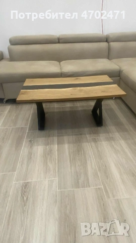 Маса от дъб с епоксидна смола, снимка 2 - Маси - 53023546