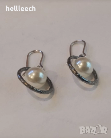 Сребърни обеци с перли, снимка 2 - Обеци - 52669328