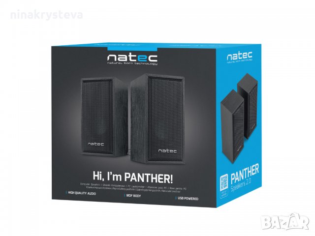 Тонколони Natec Panther, 6W RMS, 2.0, MDF,Контрол на звука на кабела, снимка 1 - Тонколони - 32645332