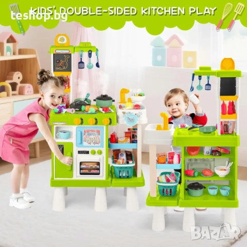 Детска кухня deAO ZXZQGL-01 54 части унисекс в зелено, снимка 7 - Образователни игри - 52285453