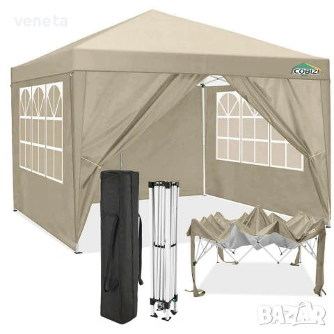 COBIZI Canopy 10x10 Pop Up Canopy Водоустойчива Tent Изскачаща палатка с прави крака