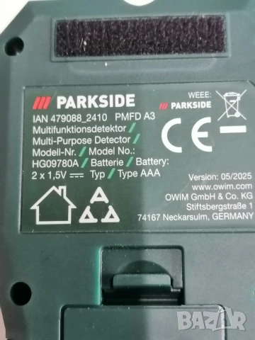 Детектор за метал, пирони, кабели, кухини PARKSIDE PMFD A3, снимка 11 - Други инструменти - 53587859