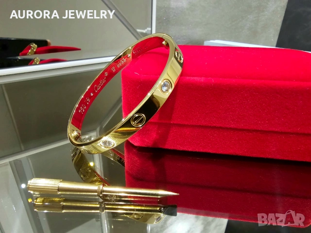 CARTIER Love Gold 4 Diamonds Гривна с Отверка