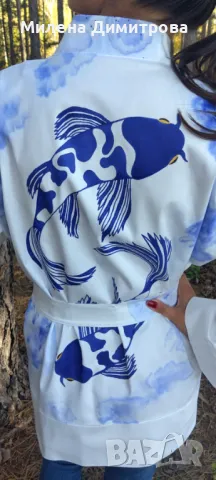 Ръчно рисувано сатенирано кимоно , снимка 8 - Сака - 48868410