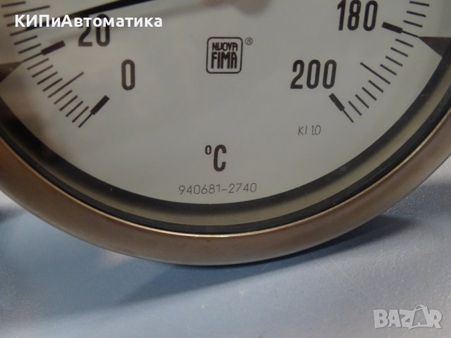 биметален термометър NUOVA FIMA Ø110mm G1/2 KL1 0/+200°C L- 100-300mm, снимка 5 - Резервни части за машини - 37104073
