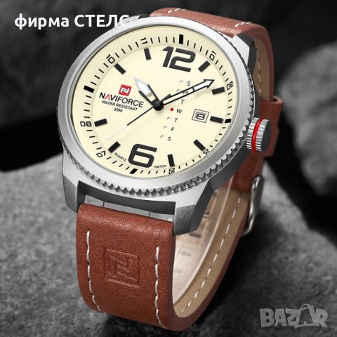 Мъжки часовник Naviforce, Кварцов, Аналогов, Кожена каишка, снимка 3 - Мъжки - 40246642