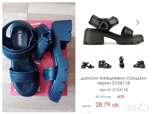 Черни сандали Тенденз , снимка 1